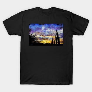 Cypress trees at sunset T-Shirt